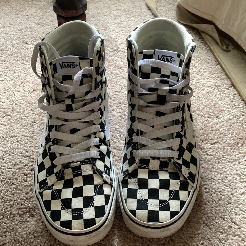 High Top Checkered Vans